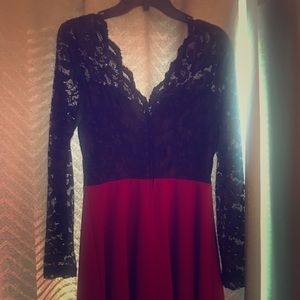 Black and red lace party dress